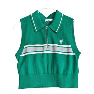 TNA Green and White Crop Top
